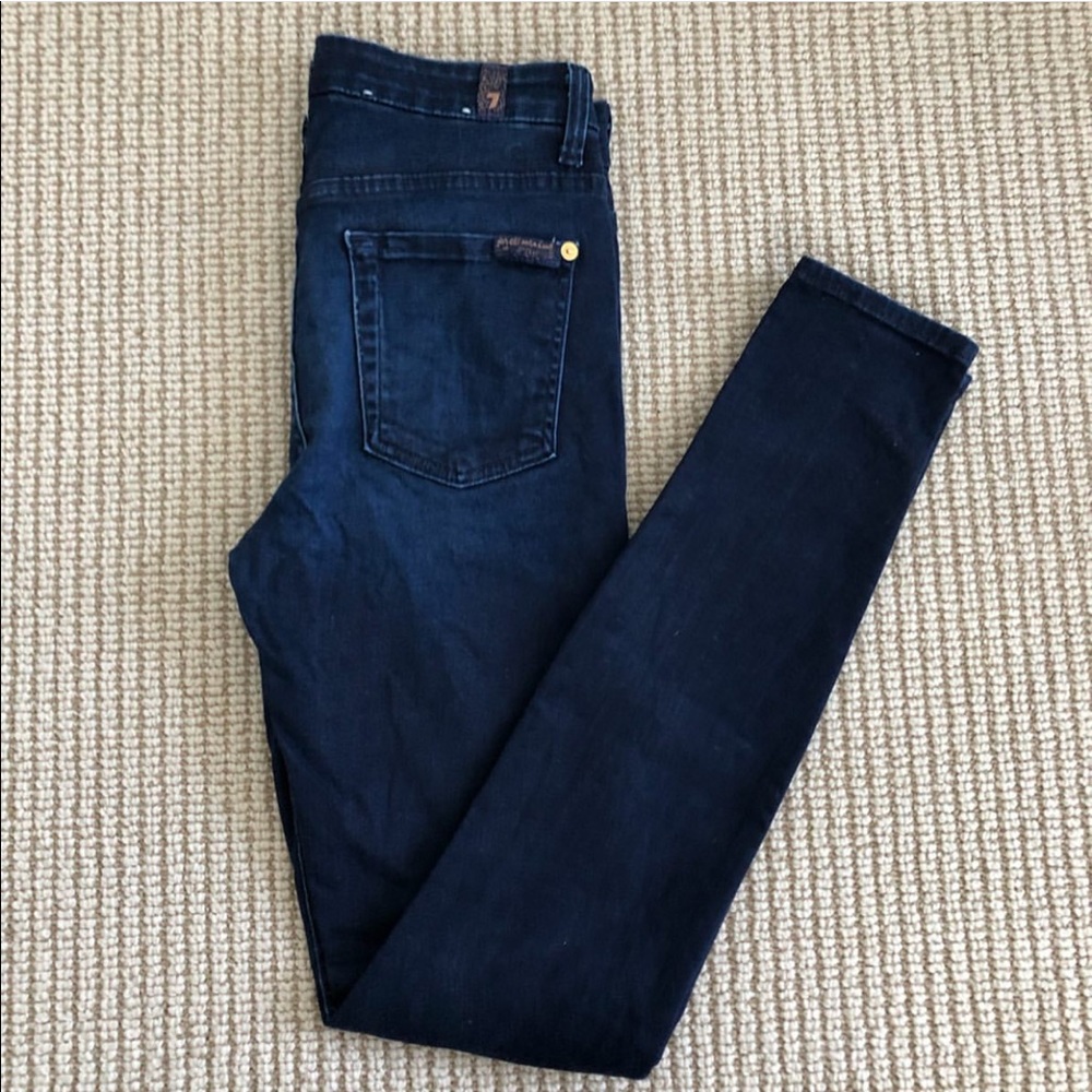 7 for all man kind dark blue wash skinny jeans